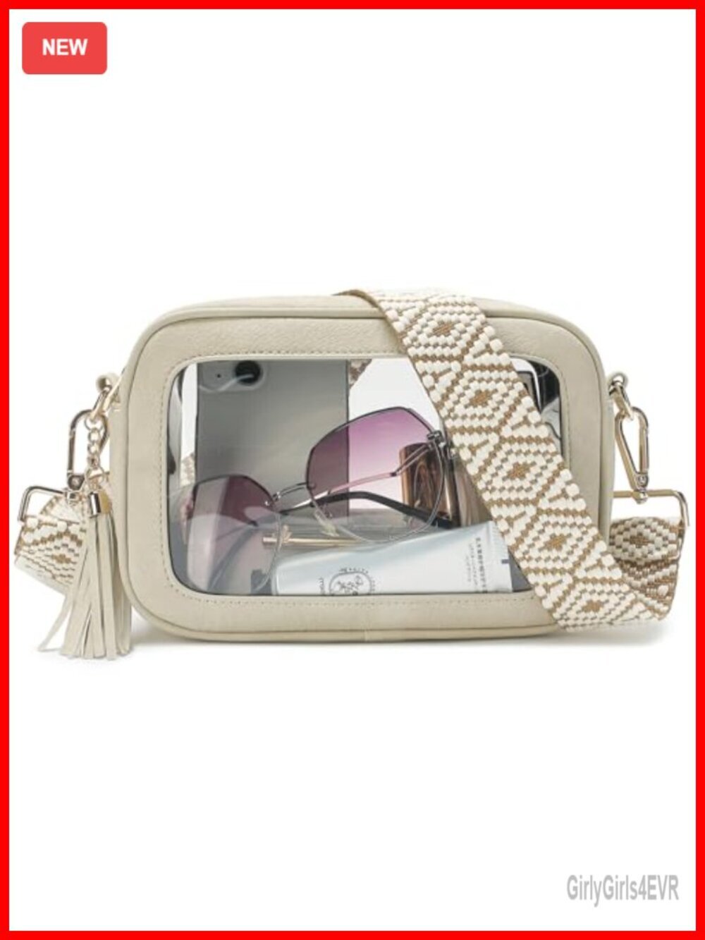 Clear Crossbody Bag Stadium Approved Waterproof PVC Vegan Leather